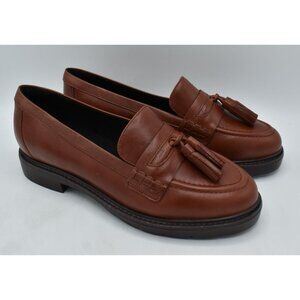 Rockport Womens Size 7 Kiara Dark Natural Leather Tassels Loafers Shoes